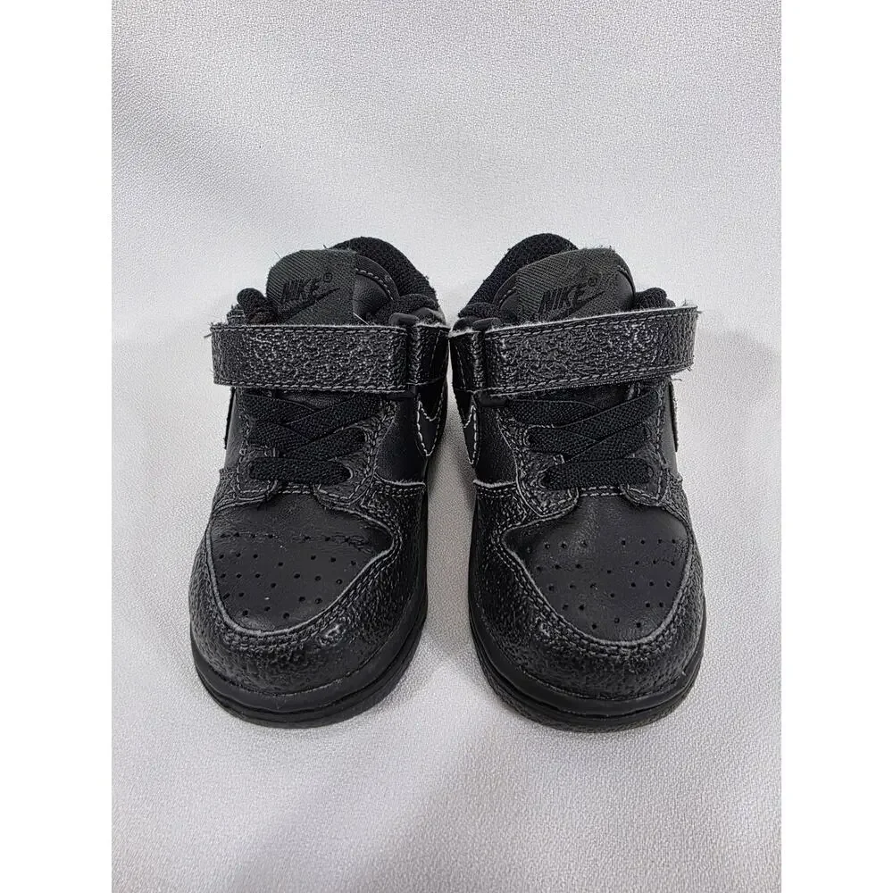 Nike Little Dunk Low TD Black Anthracite Leather Toddler Shoes Size 5C